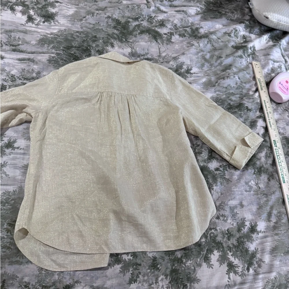 Chico's Cream Notched Collar Button Down Shirt - Picture 5 of 11